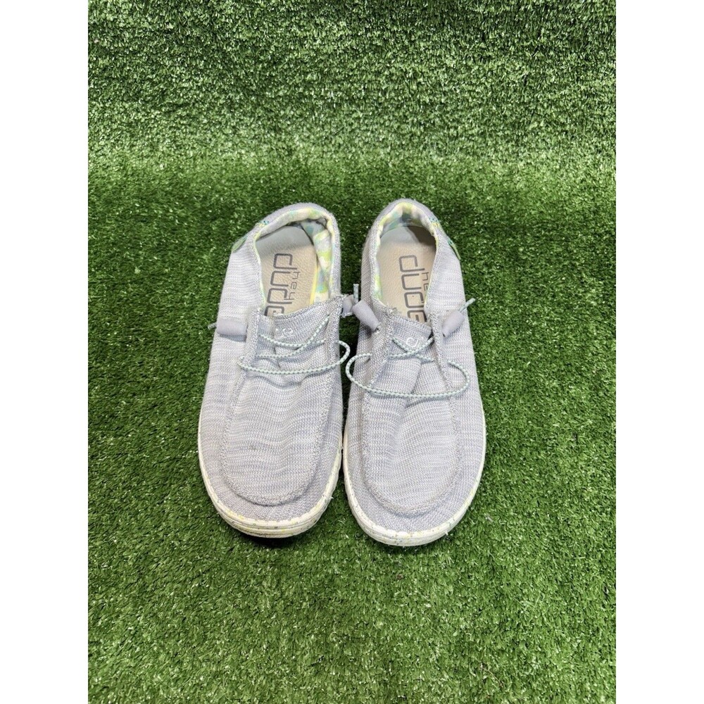 Hey Dude Wendy Stretch Women’s Slip On Casual Shoes Gray Green Floral Size 8